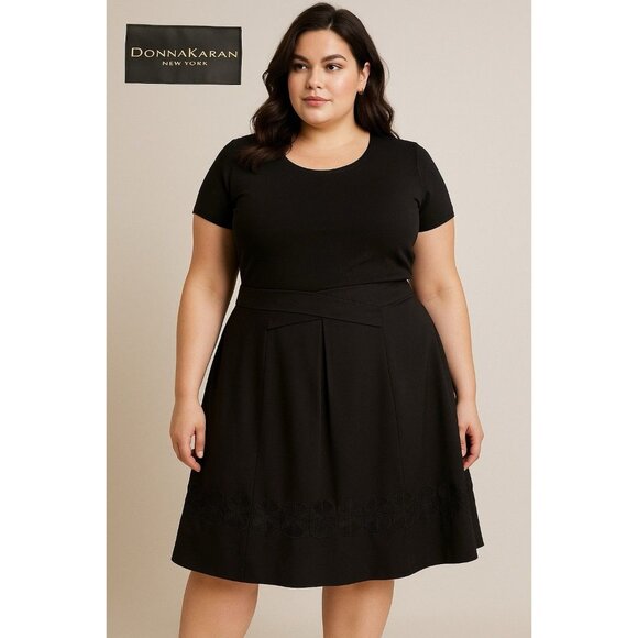 Donna Karan Skirt SZ 14 Embroidered Hem Line Chic Whimsigoth Career Glam - Picture 1 of 9